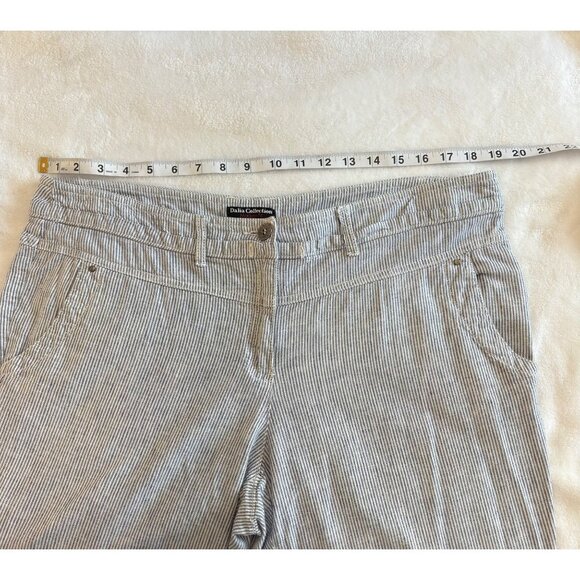 Dalia Collection Modern Fit Womens Striped Linen-Blend Pants Size14 Gray & White - Picture 5 of 7